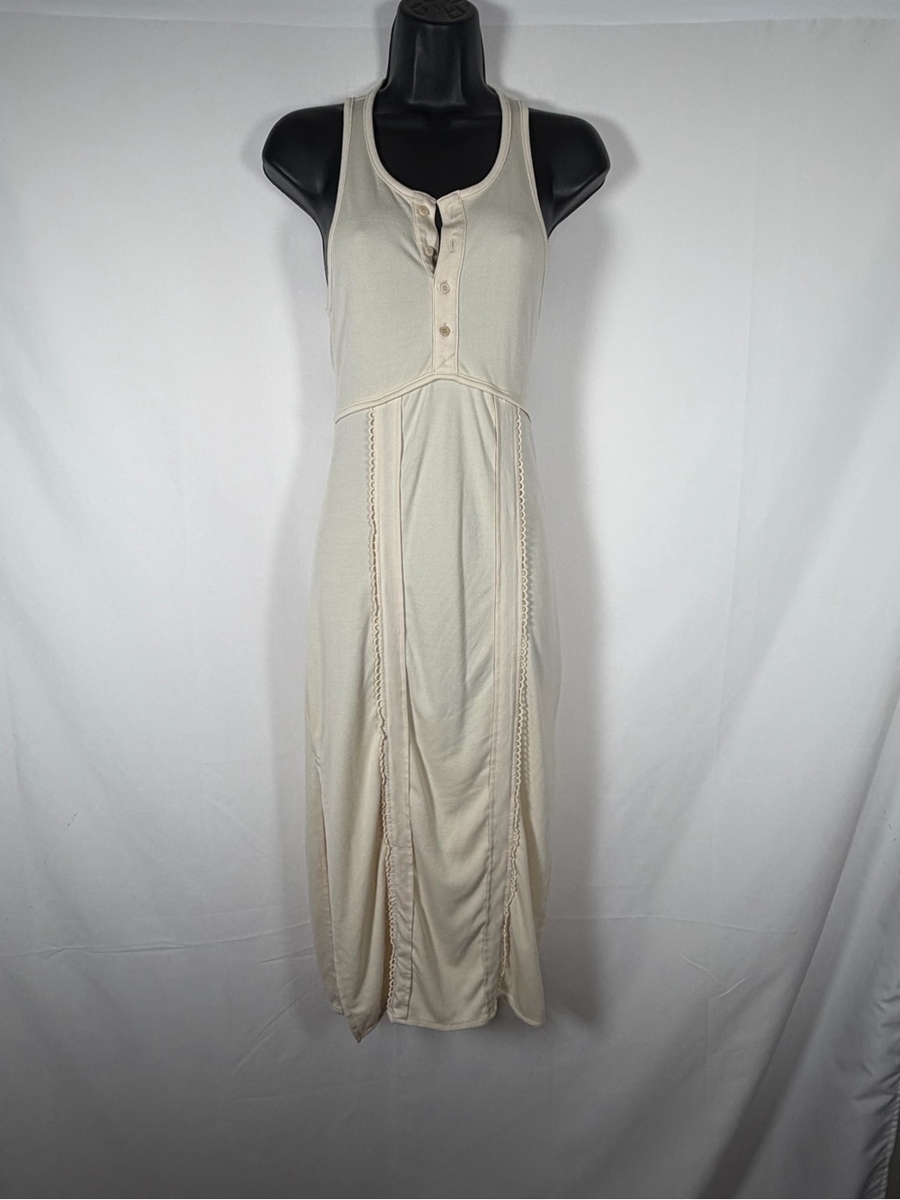 Tavik Cream Robbed Cutout Racerback Maxi Dress - Boho, Minimalist